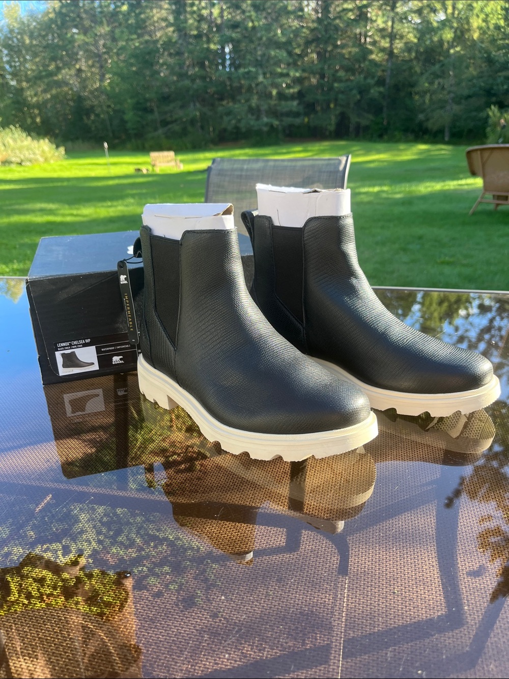 Sorel Kids Black Chelsea Boots with White Lug Sole